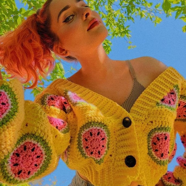 Watermelon Cropped Cardigan *CROCHET PATTERN XS/S*