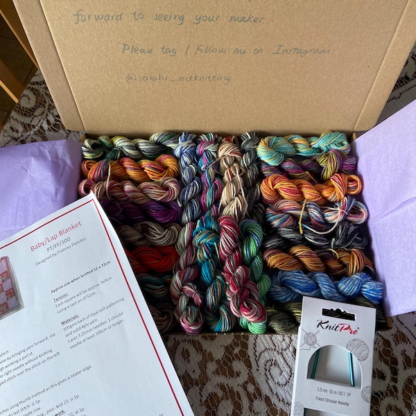 Scrappy Blanket Box - Project / Kit - Knitting - Mini Skeins - Yarn - Colourful  - Unique - Crafts - Autumn Project
