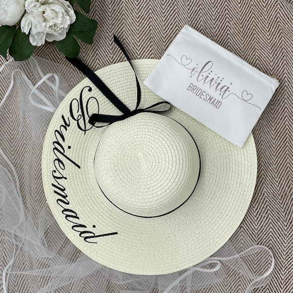 Ladies Summer Hat Personalised, Hen Weekend Party Hat, Bachelorette Party Gift, Mrs Honeymoon Floppy Hat, Bride Hat, Personalised Sun Hat