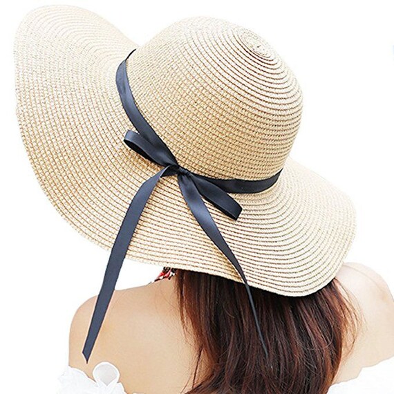 Ladies Chic Broad Brim Beach Hat - Foldable Sun Hat With  display picture 2