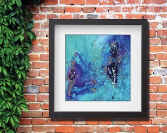 YardArtUK Outdoor Wall Art | Cerulean Sea by Julie Woods | Garden Wall Decor | Weatherproof Art 3D Framed Print | 67 x 67cm