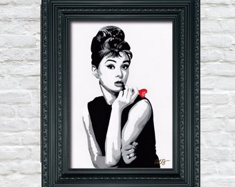 YardArtUK Garden Wall Art |Audrey Hepburn by Alice Birch | Weatherproof Outdoor Decor | 3D Effect Frame | 73 x 67cm