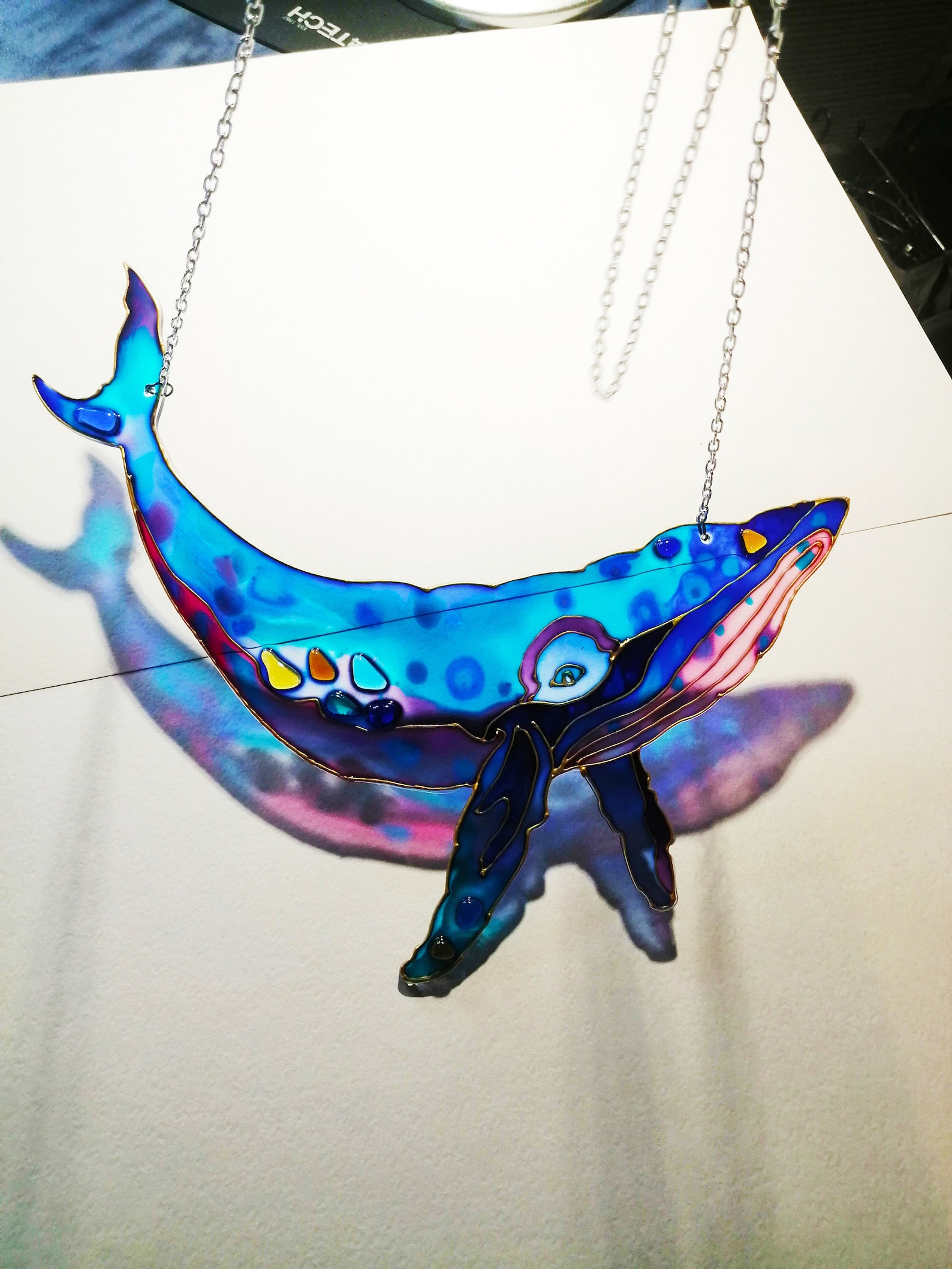 Stained glass whale suncatcher handmade stained glass Etsy