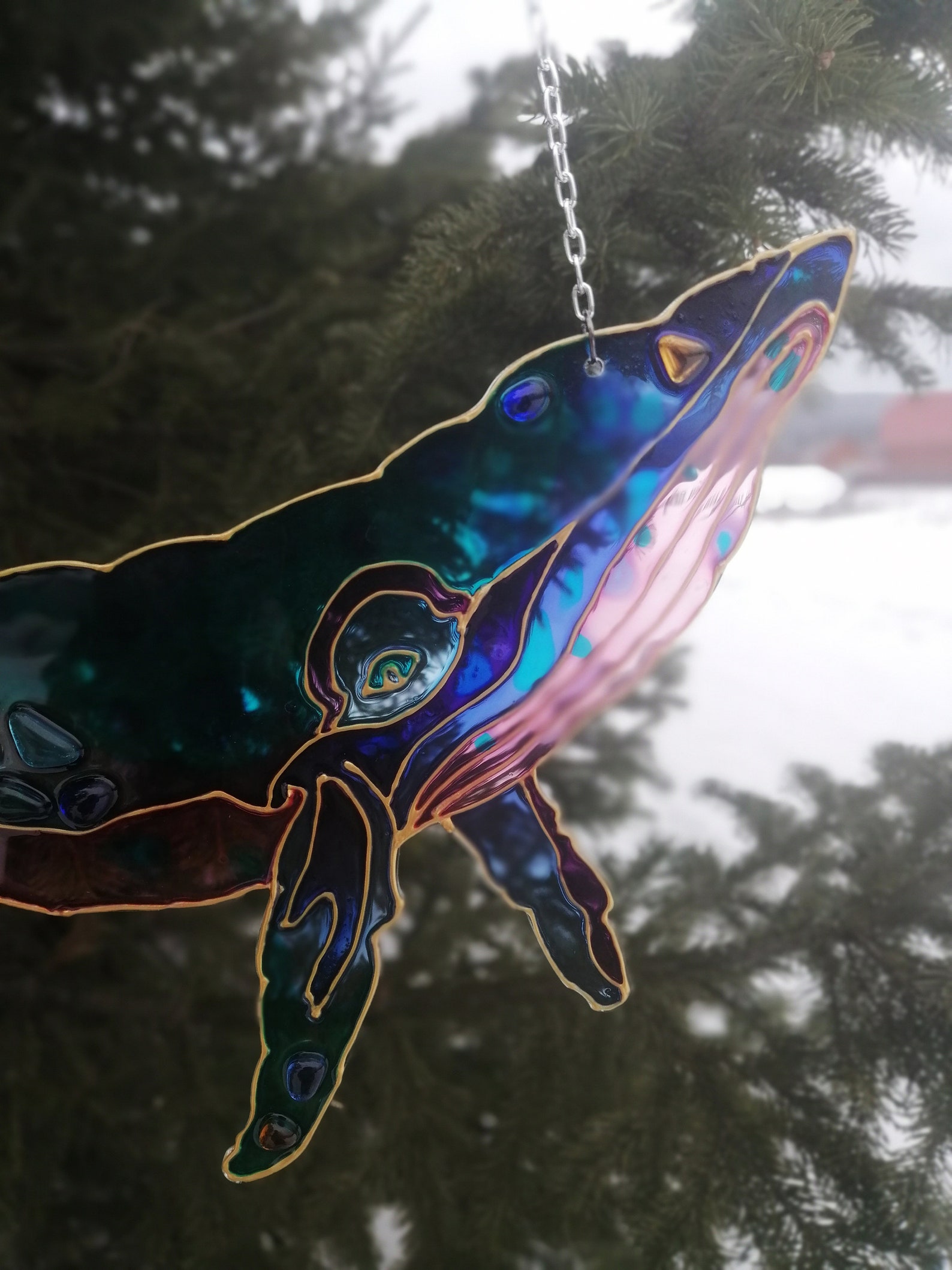 Stained glass whale suncatcher handmade stained glass Etsy