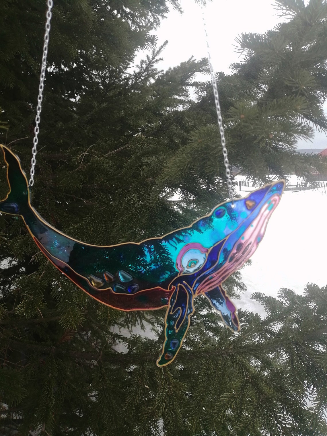 Stained glass whale suncatcher handmade stained glass Etsy
