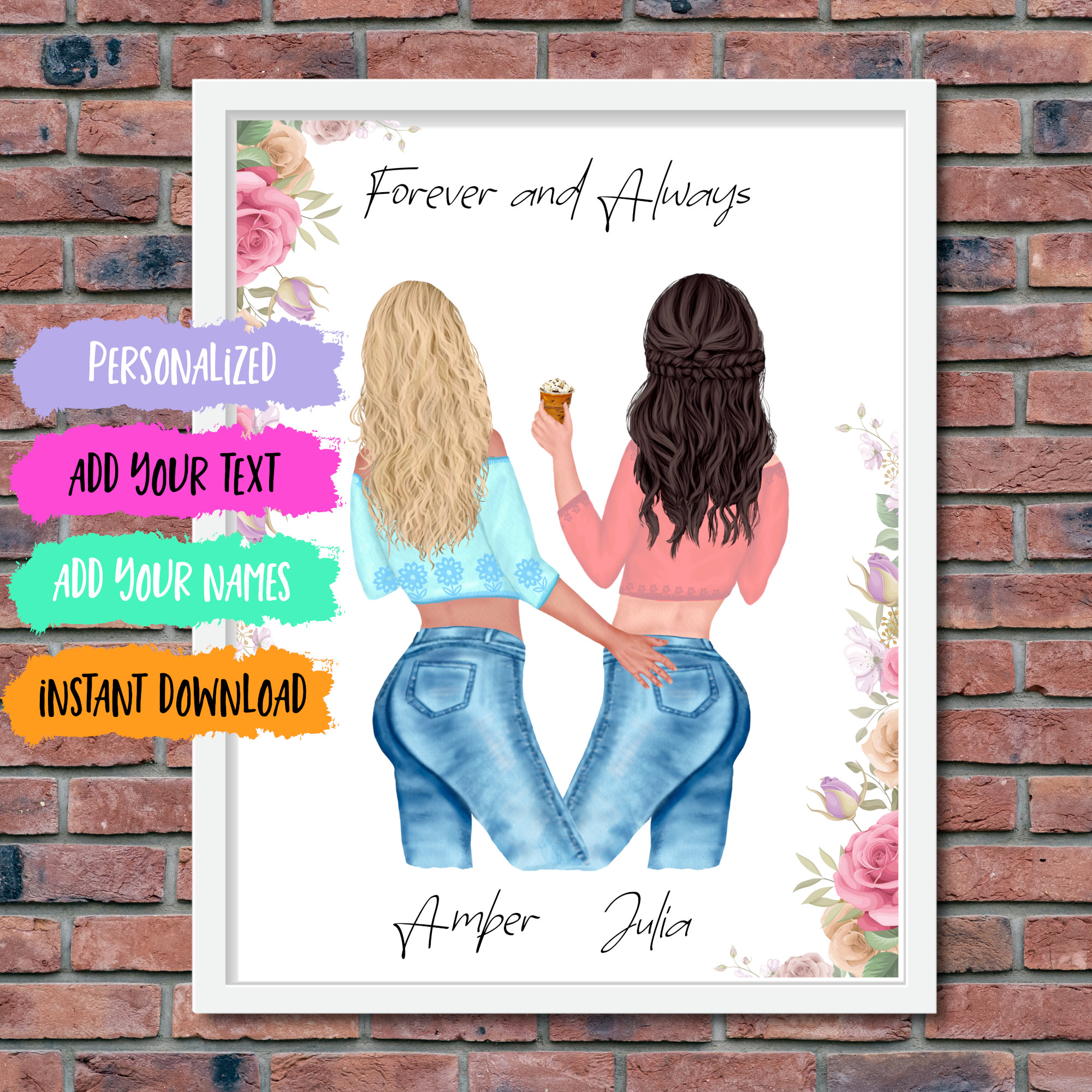 Art & Collectibles Digital Prints Prints 3 Best Friends Portrait