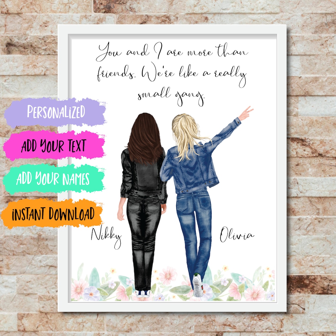Custom Friendship Gift Personalized Best Friend Print Etsy