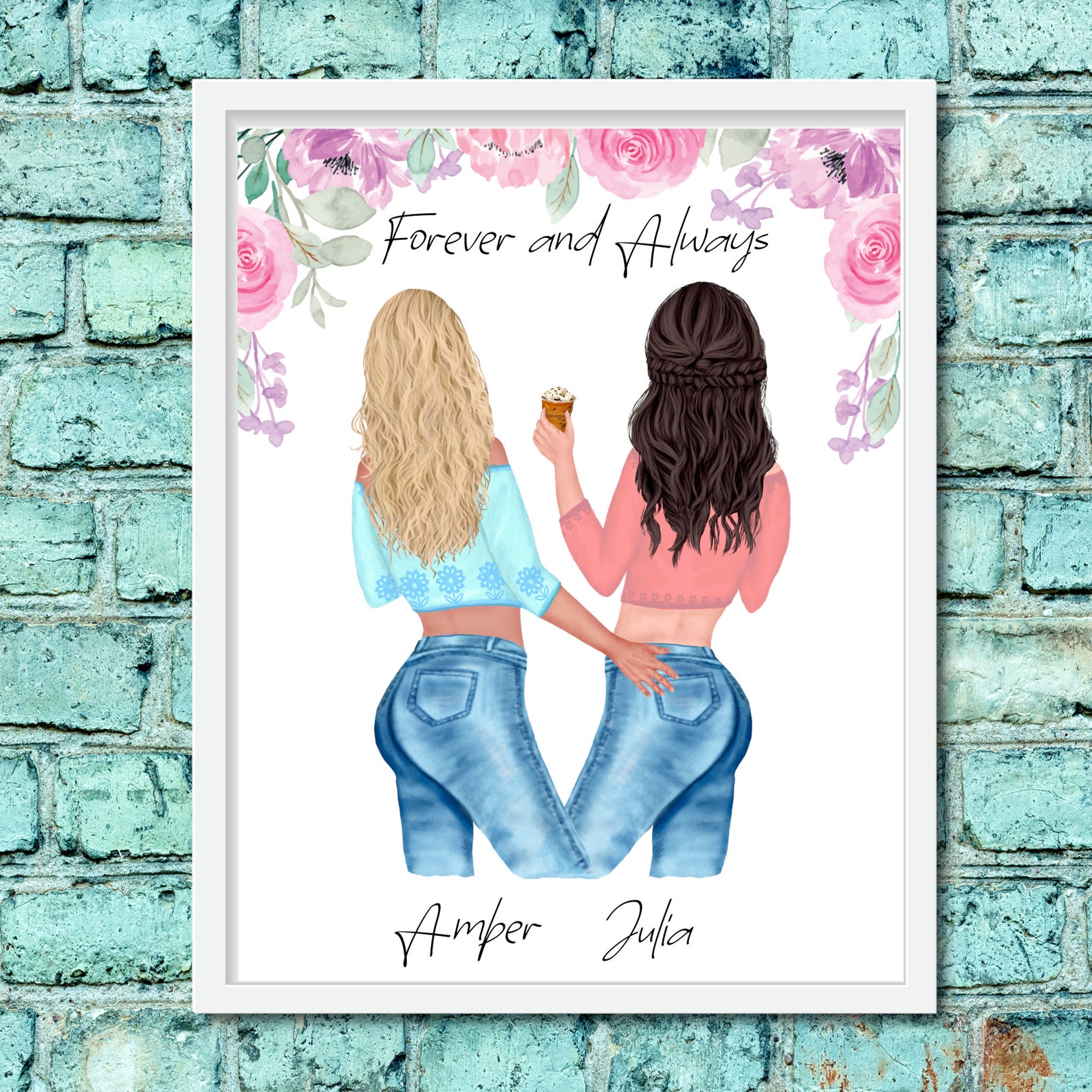 Custom Best Friend Print Bestie Gift Roommate Sisters Best Etsy