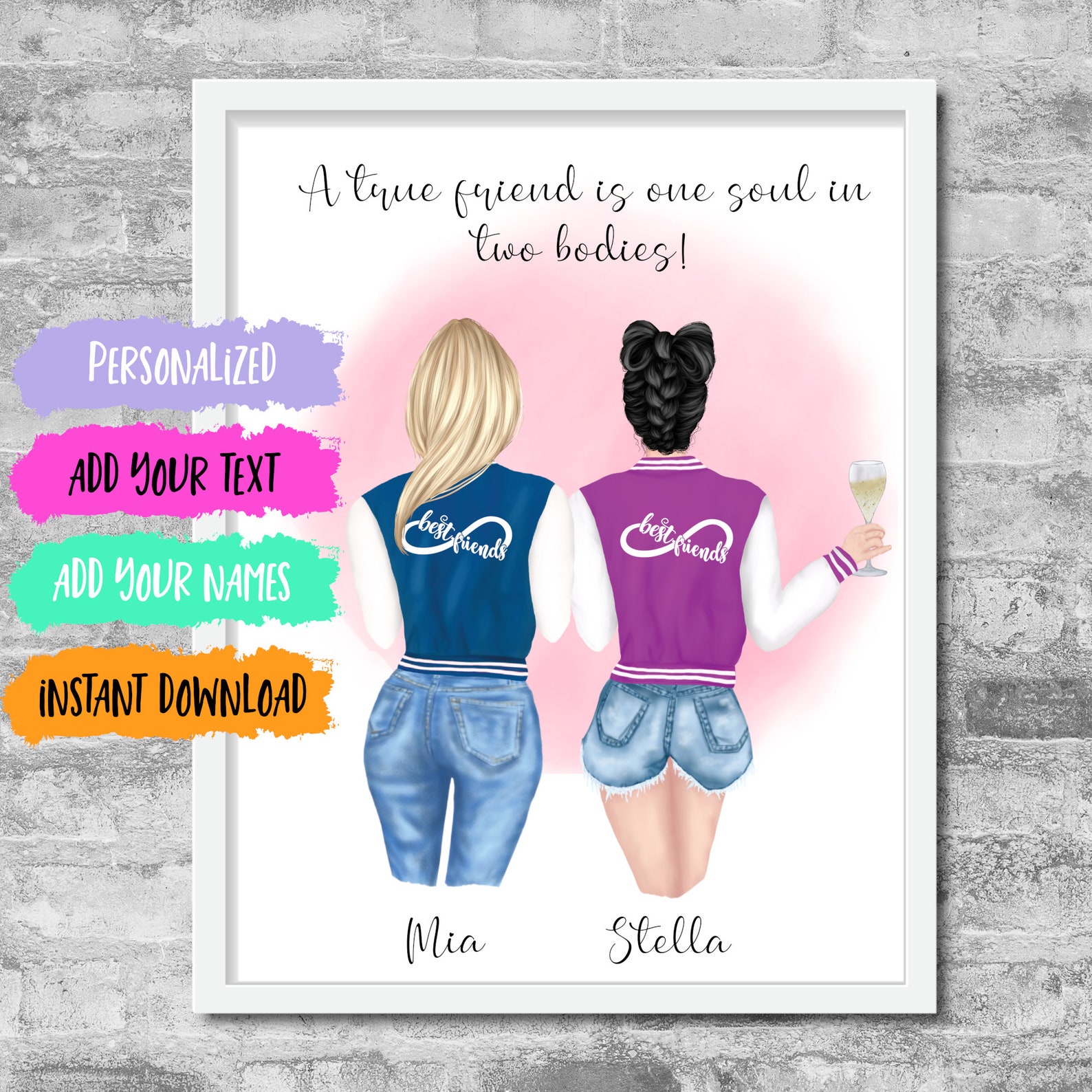 Custom Best Friend Print Personalized Best Friend Gift Etsy
