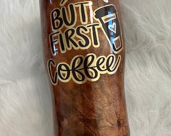 Funny Coffee Lovers Tumbler: 20oz Glitter Epoxy Travel Mug