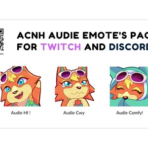 ACNH Audie Emote Packs for Twitch and Discord / Premade /Kawaii