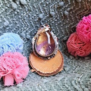 Ametrine ring, edelsteenring, statement ring, grote zilveren ring, bicolor ring, wilde statement ring