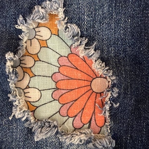 Flower Power Retro Patch, iron on patches for denim, patches for jeans, easy to apply patch, jean repair, fabric patches, retro print