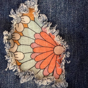 Flower Power Retro Patch, iron on patches for denim, patches for jeans, easy to apply patch, jean repair, fabric patches, retro print