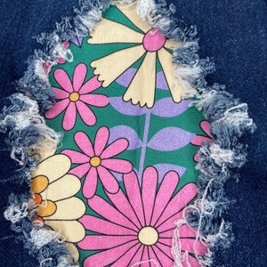 Parche retro colorido, parche termoadhesivo para mezclilla, parches para jeans, parche fácil de aplicar, reparación de jeans, parches de tela, hecho a mano, lavable