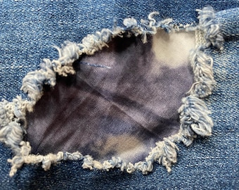 Navy Tie Dye Patch, iron on patch for denim, patches for jeans, easy to apply patch, jean repair, fabric patches, handmade, washable