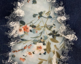 So Pretty Floral Patch, iron on patches for denim, patches for jeans, easy to apply patch, jean repair, fabric patches, handmade