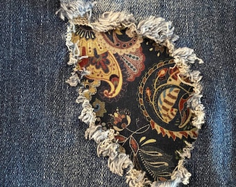 Paisley Perfect Patch, toppe per denim, toppe per jeans, toppa facile da applicare, riparazione jeans, toppe in tessuto, fatte a mano, lavabili