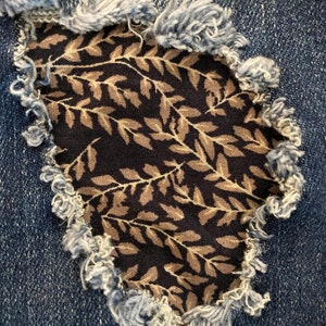 Botanical Patch, iron on patches for denim, patches for jeans, easy to apply patch, jean repair, fabric patches, flower print, handmade