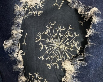 Dandelion Patch, iron on patches, patches for jeans, easy to apply patch, jean repair, fabric patches, handmade, washable