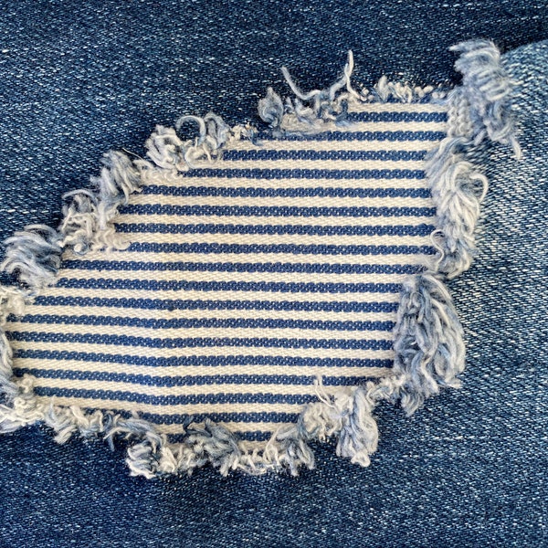 Blue Stripe Patch, Streifen Aufnäher, Jeans Patches, Aufnäher für Jeans, Jeans patch, Streifen Aufnäher, handgemacht, waschbar