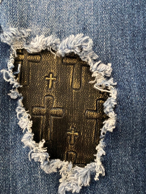 Grunge Cross Patch, Patch for Jeans, Leather Like Patch, Iron on Patch for  Jeans, Patch Jeans, Knee Patch, Iron on Patch, Jean Patch, Patch 