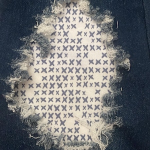 Stretch Small Blue Crosses Patch, iron on patches for denim, patches for jeans, easy to apply patch, jean repair, fabric patches, handmade