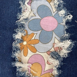 Retro Purple & Blue Patch, iron on patch for denim, patches for jeans, easy to apply patch, jean repair, fabric patches, handmade, washable