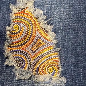 Dreaming Patch, iron on patches, patches for jeans, australian print,  fabric patches, handmade, washable