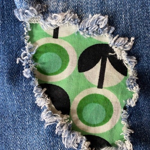 Vintage Green Patch, iron on patch for denim, patches for jeans, easy to apply patch, jean repair, fabric patches, handmade, washable