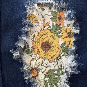 Parche vintage, parches termoadhesivos, parches para jeans, parches fáciles de aplicar, reparación de jeans, parches de tela, estampado vintage, hecho a mano, lavable