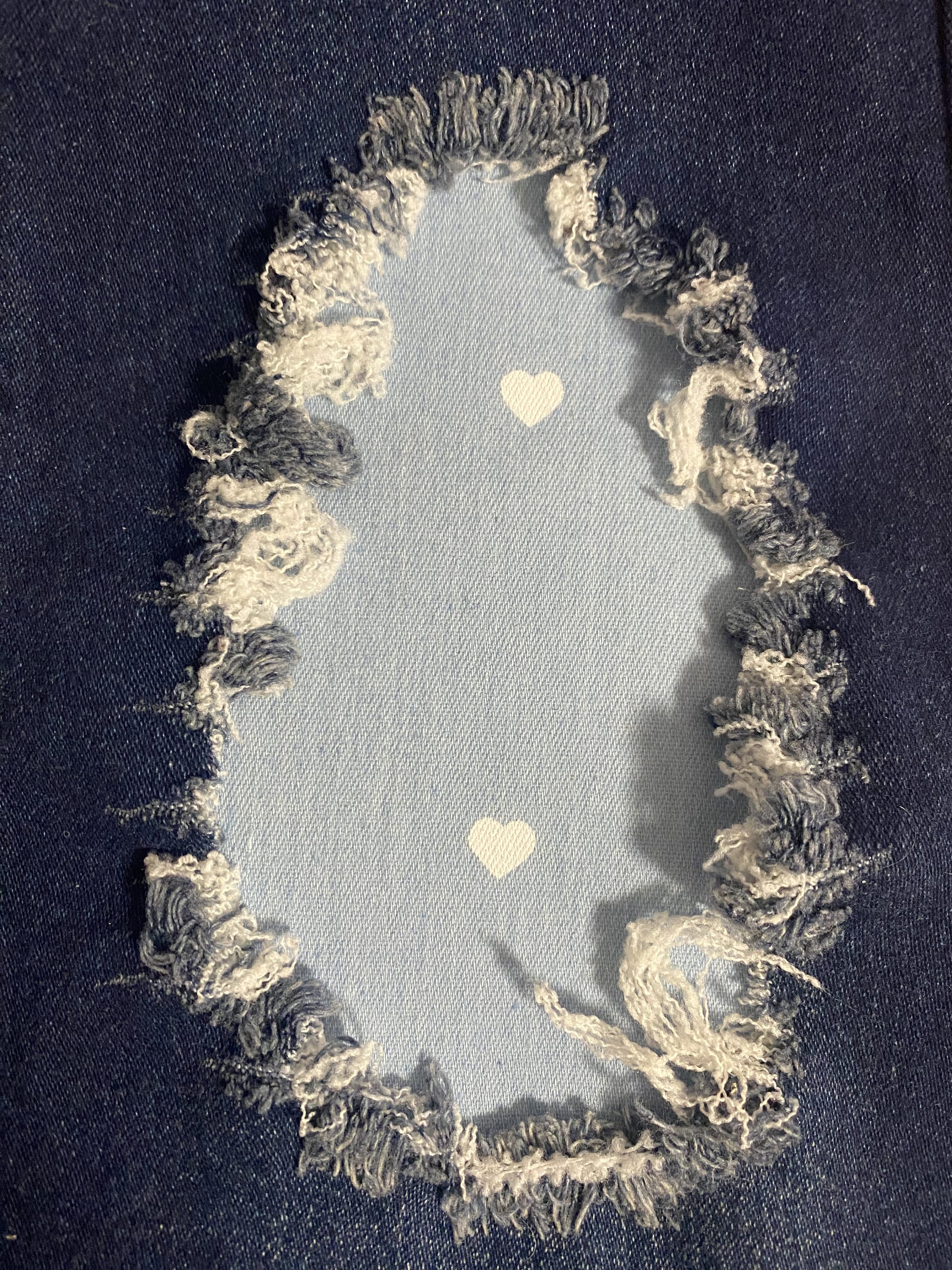 Stretch Light Blue Heart Denim Jeans Patch, Easy To Apply To Fix Holes, Rips, Perfect For Knee Areas, Iron On Fabric Patch