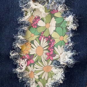 Vintage Floral Retro Patch, iron on patches for denim, patches for jeans, easy to apply patch, jean repair, fabric patches, retro print
