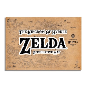 Carte Zelda du royaume d'Hyrule faite main 50 x 70 cm, affiche BOTW Breath of the Wild, art mural TOTK Larmes du royaume, cadeau pour fan de Zelda