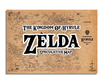Handmade Kingdom Of Hyrule Zelda Map 50*70cm, Breath of the Wild BOTW Poster, Tears of the Kingdom TOTK Wall Art, Zelda Fan Gift