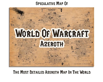 Speculative World Of Warcraft Azeroth World Map 70*100cm, WoW Fantasy Map, WoW FanArt, Kalimdor, Eastern Kingdoms, Horde Alliance Fan Gift
