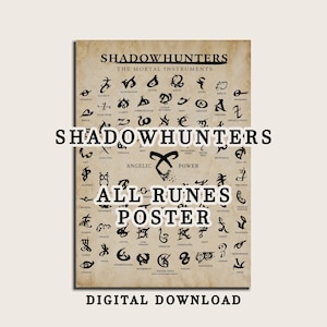 Shadowhunters All Runes Poster Digital Print, Cassandra Clare Wall Art, The Mortal Instruments Books Runes, Shadowhunters Fan Gift Decor