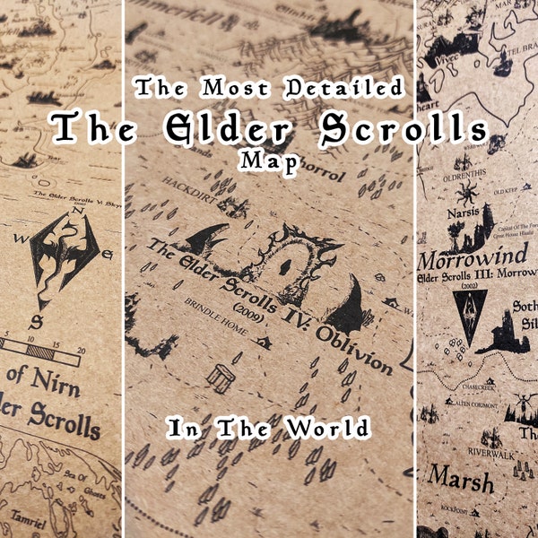 Elder Scrolls Tamriel Carte 70 * 100cm, Nirn World Fantasy Map, Skyrim, Cyrodiil, Oblivion, Hammerfell, High Rock, Morrowind Poster ESO Fan Gift