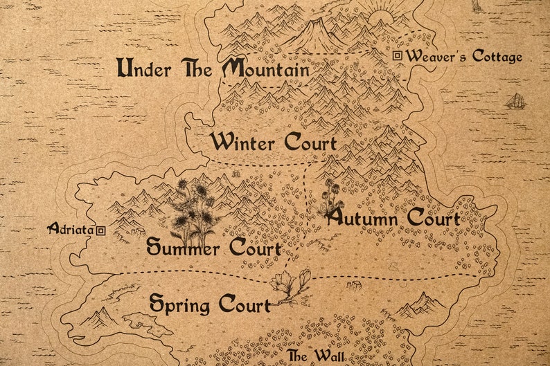 Sarah J Maas Acotar Fantasy Map Prythian Home Decor A Court Etsy