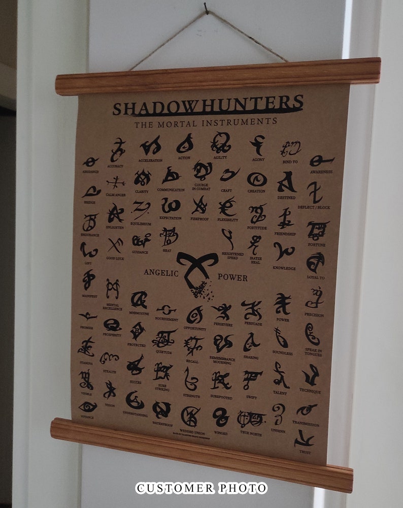 Shadowhunters All Runes A3 Poster, Cassandra Clare Wall Art, The Mortal Instruments Books Runes, Wooden Framed Shadowhunter Fan Gift Decor image 7