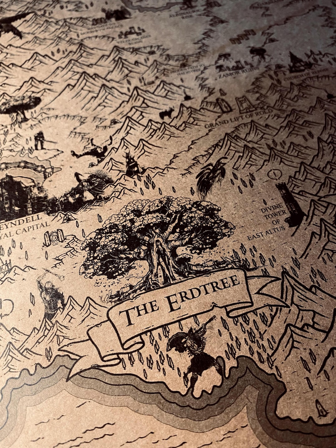 Handmade Elden Ring World Map Poster: Lands Between Art Print