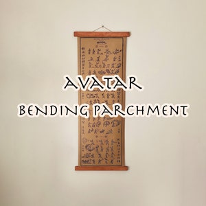 Parchemin de flexion de l'avatar du dernier maître de l'air fait main, art mural Avatar Aang, Korra, cadeau de fan de Zuko, décoration d'intérieur rustique, tenture murale en bois