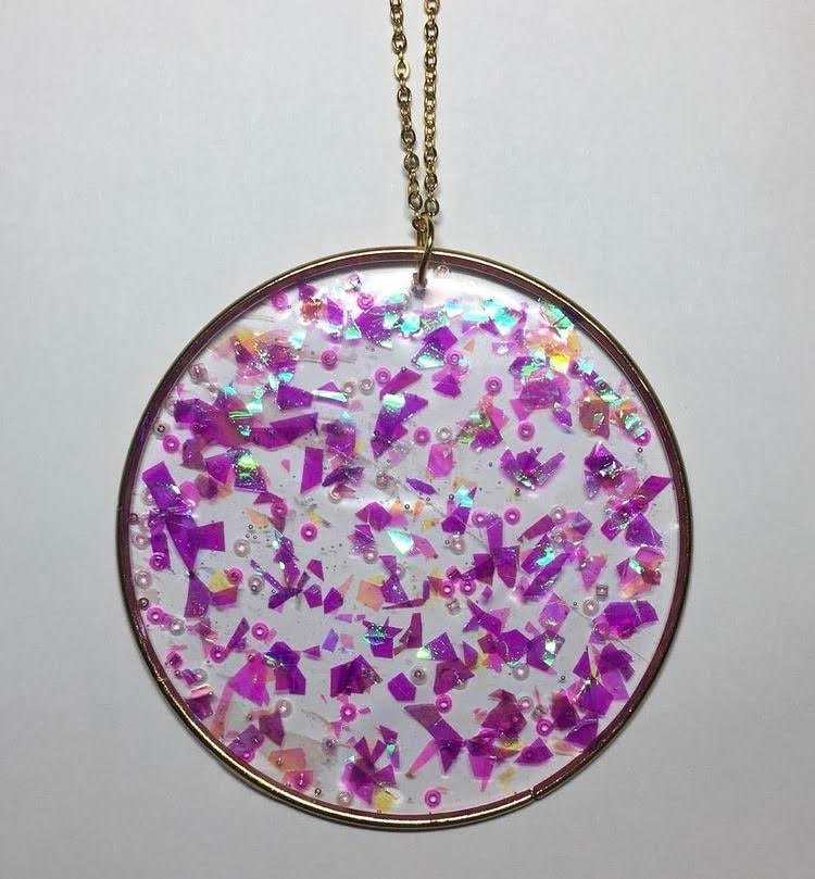 Iridescent shard resin pendant necklace Etsy