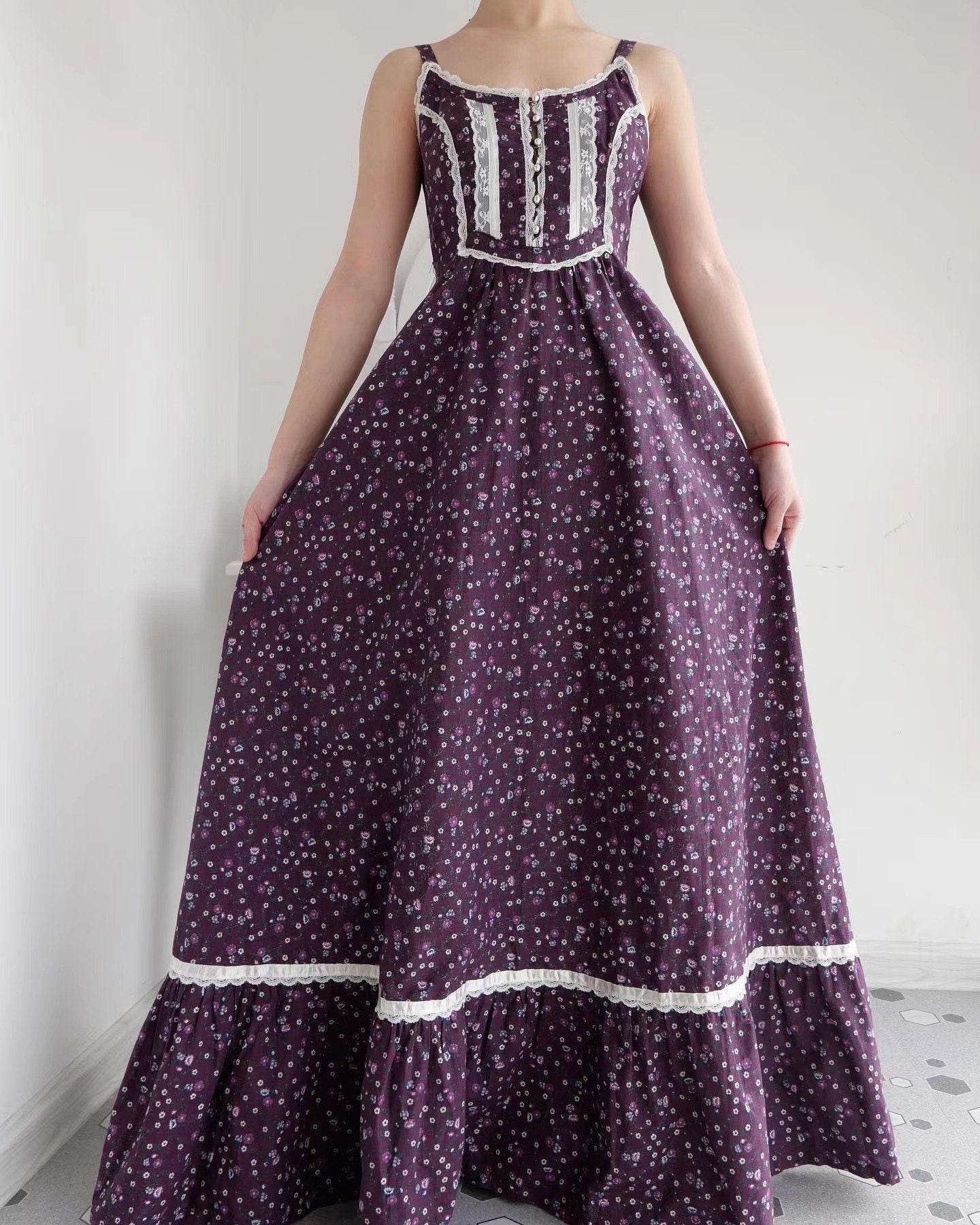 1970s Gunne Sax Ripe Purple Grape Calico Prairie Maxi Sundress - Etsy