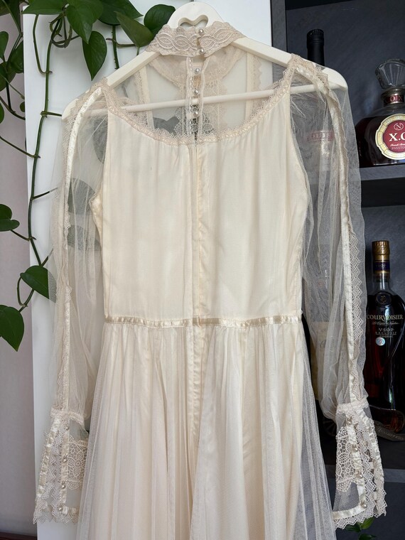 Rare 1970s Gunne Sax Bridal Collection Cream Lace Vic… - Gem
