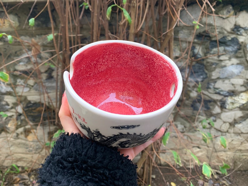 Ramen Bowl With Chopsticks Holes Chinese Dragon Ramen Bowl Etsy