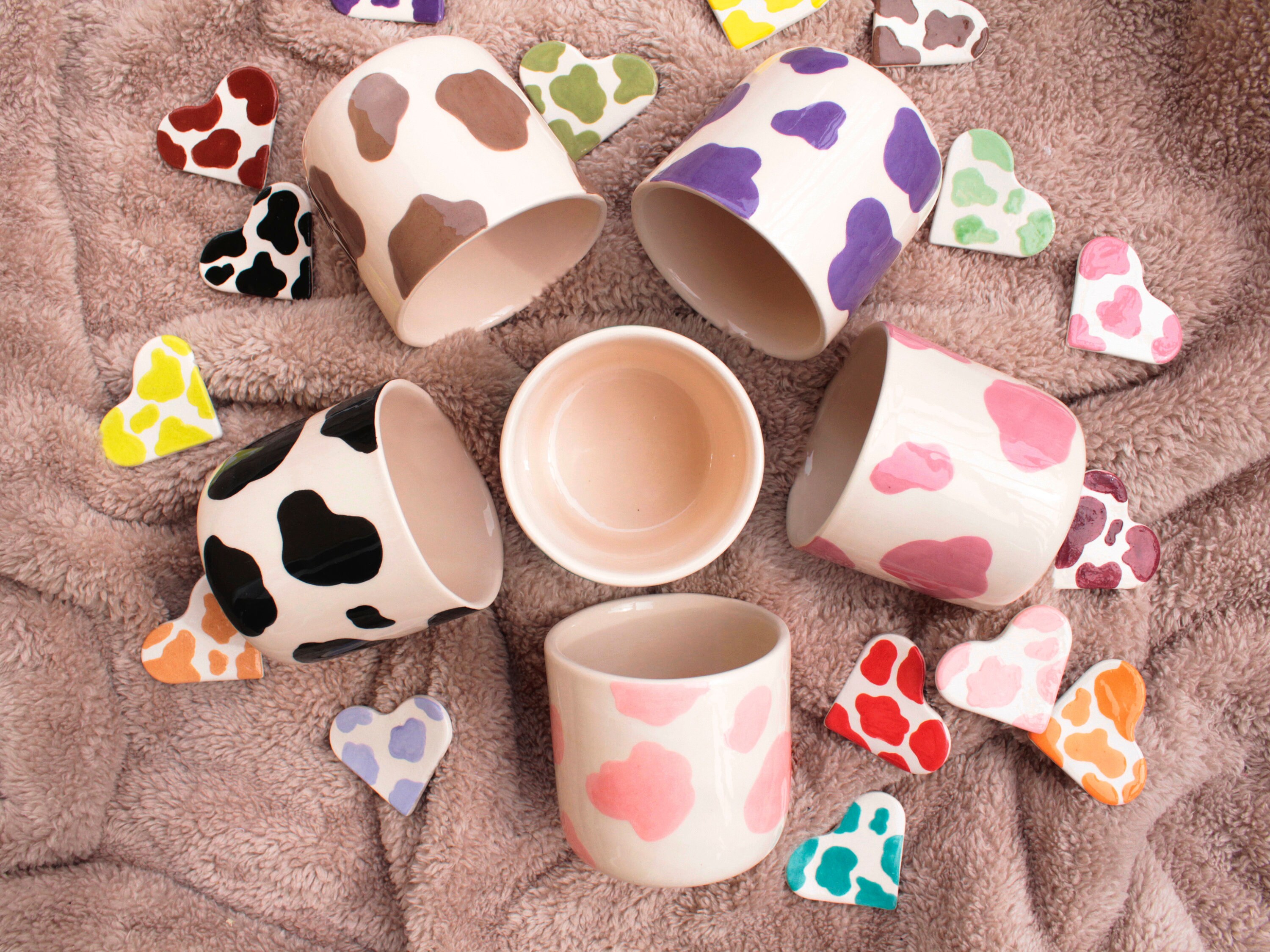 Cow print ceramic mug set cow mug set cow print coffee mug  etsy