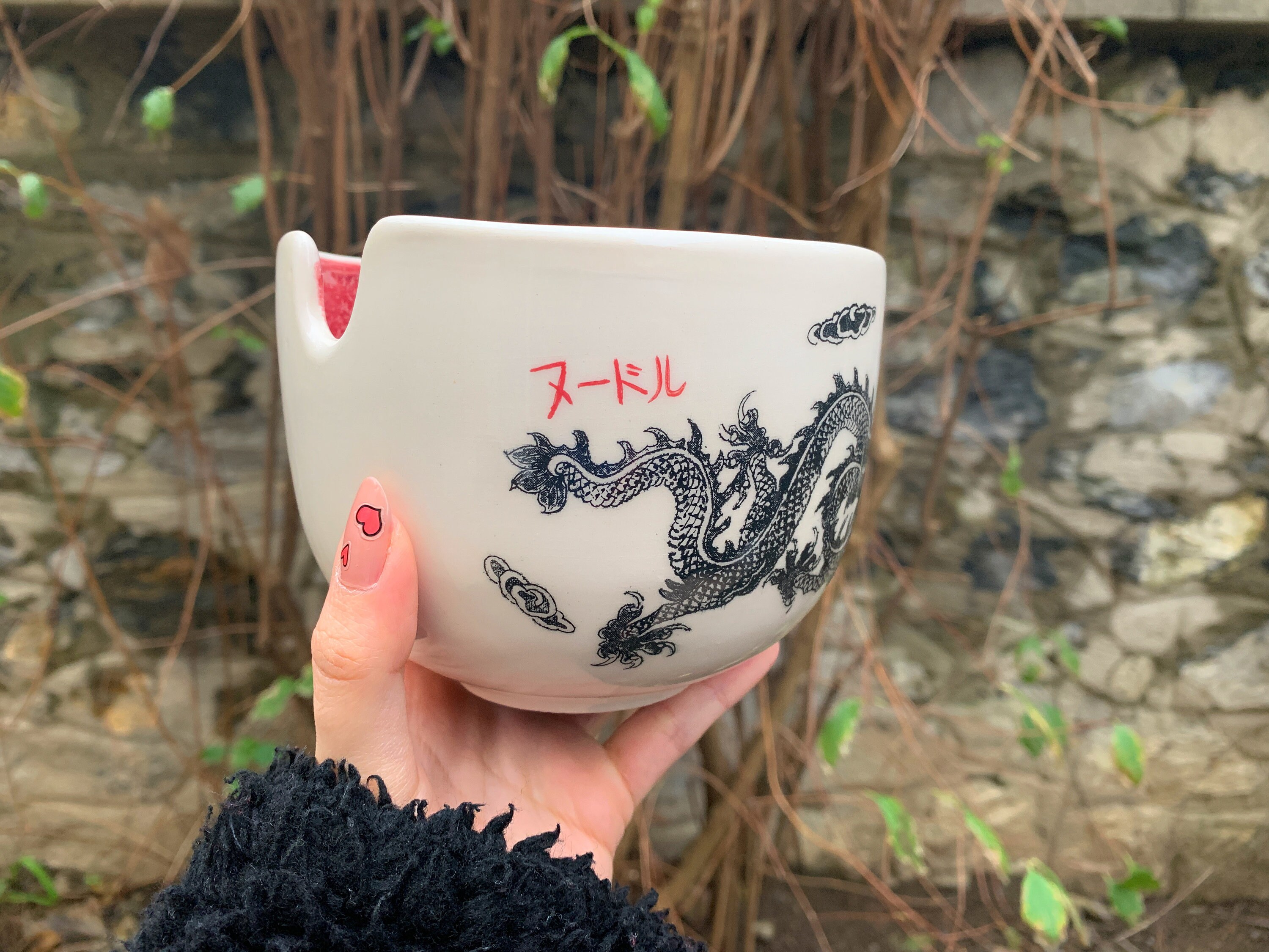 Ramen Bowl with Bamboo Chopsticks Chinese Dragon Ramen Bowl Etsy