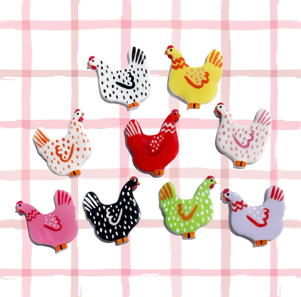 Chicken earrings polymer clay earrings hand painted | Etsy