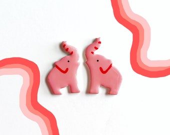 pink elephant earrings